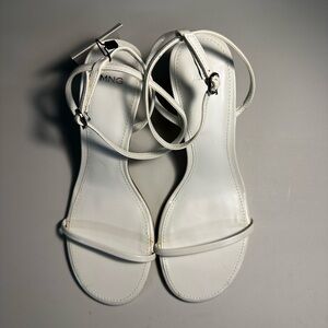 MNG Mango White Minimal Strappy Ankle-Tie Women Sandals Size 38Uk/7.5 US